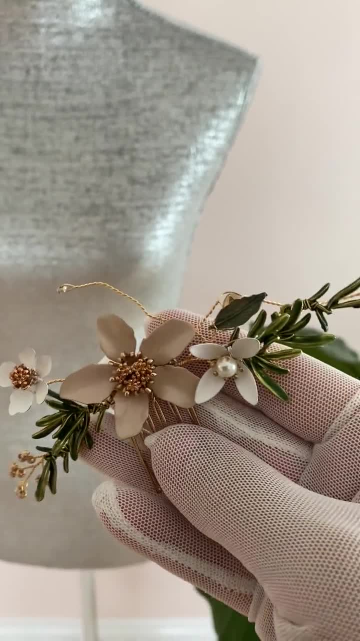 Accessori da sposa pettine floreale fatti a mano -  Italia