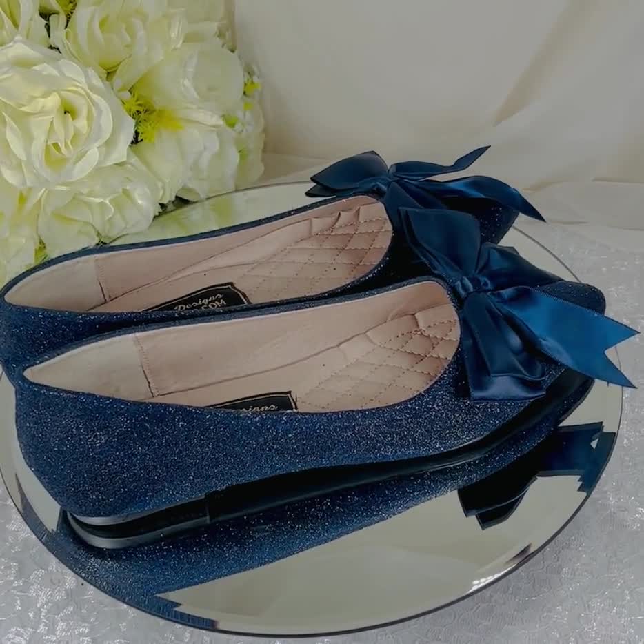 Flat navy wedding on sale shoes