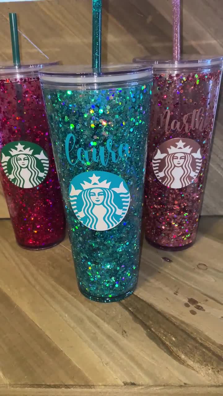 Starbucks Snow Globe Tumbler Glitter Starbucks Snow Globe Custom Gift for Her  Holographic Tumbler 24oz Tumbler 