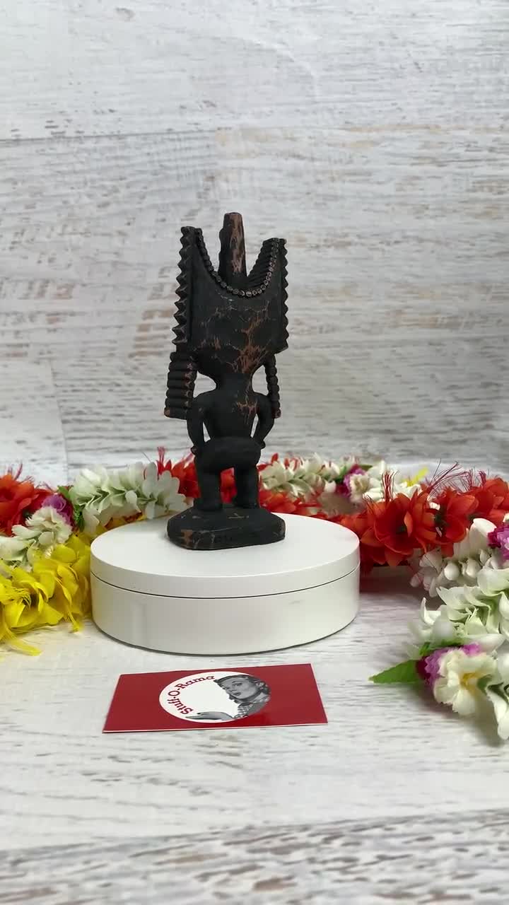 ヴィンテージ ティキ像 - ミディアム ハワイアン 勝利の神 - 7インチ