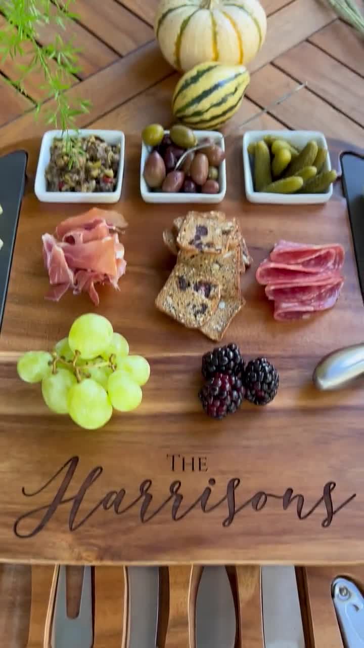 Personalized Charcuterie Board Set 19pcs Cheese Board and Knife