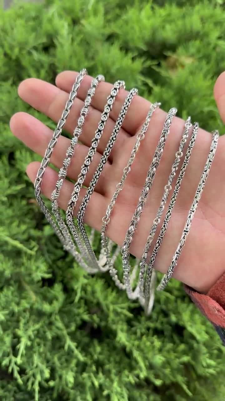 925 Sterling Silver Vintage Chain Necklace or Bracelets, Oxidized