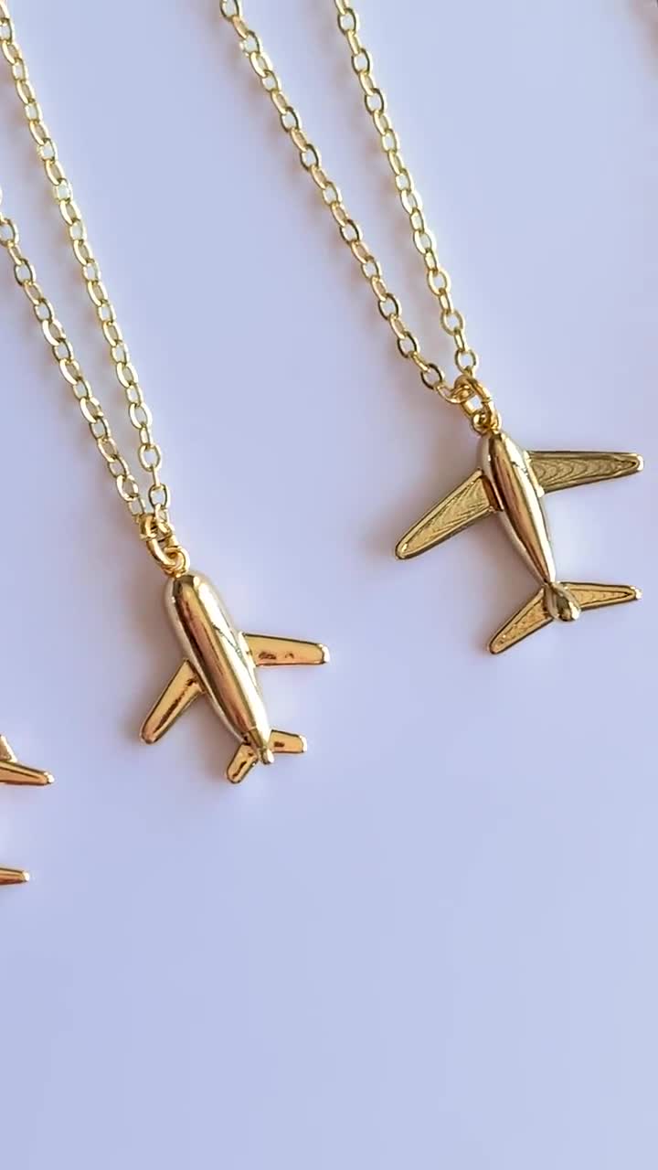 Gold Airplane Pendant Necklace Gold M | Factory Direct Jewelry