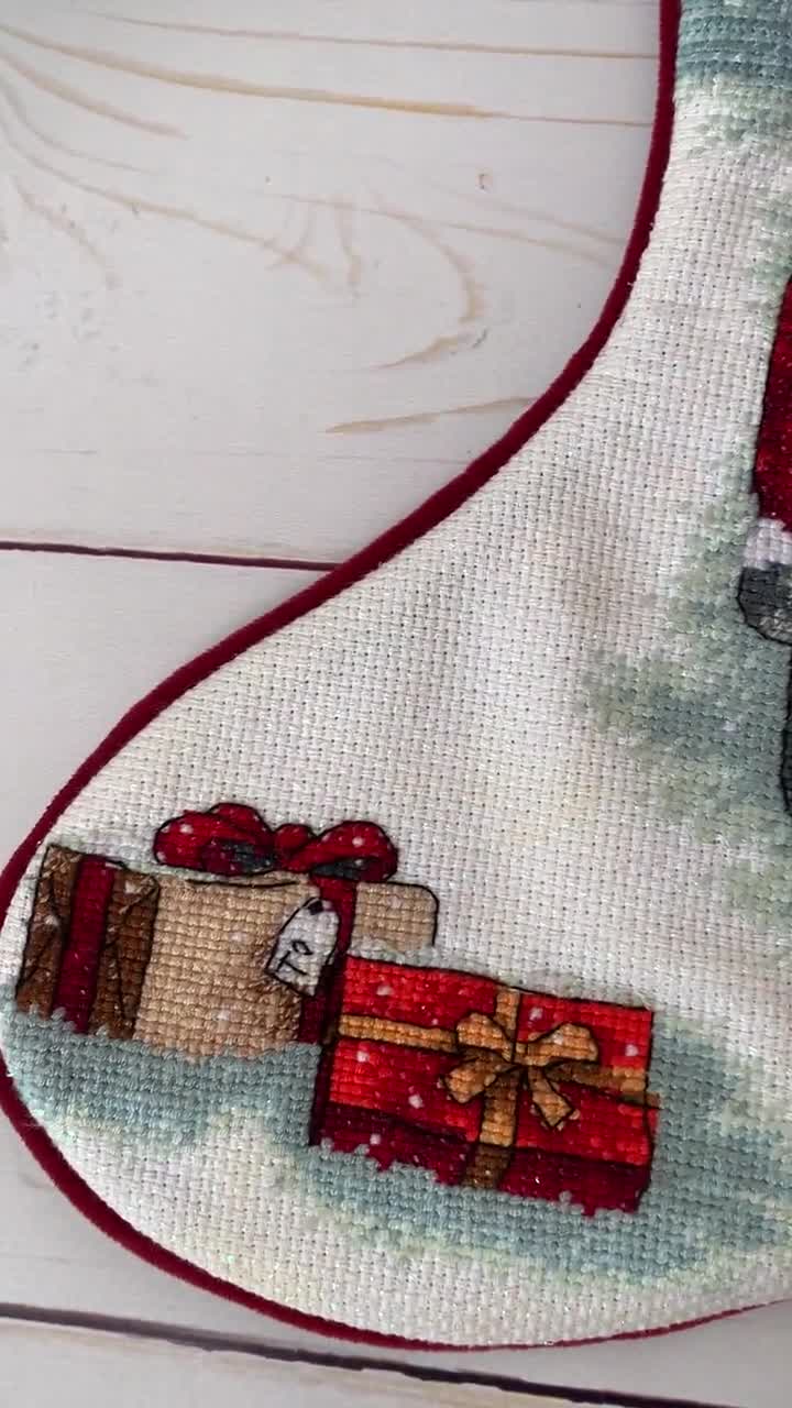 Dimensions Santas Truck Farm House Christmas Cross Stitch Stocking Kit for  sale online