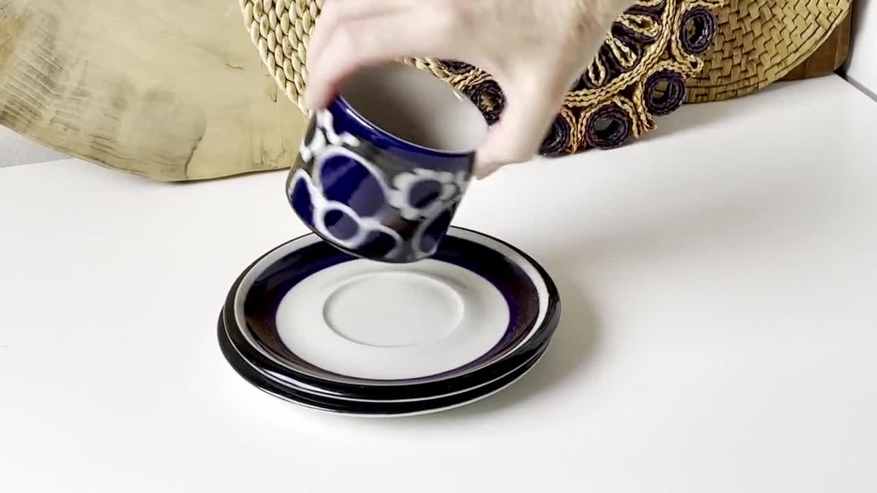 ARABIA アラビア Anja Jaatinen Winquist Cup&amp;S Vintage Arabia Finland Gilded Coffee Cup Set Named 