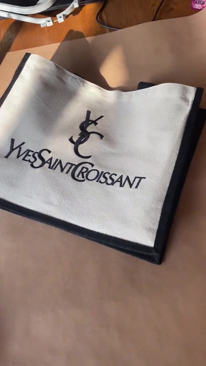 Yves Saint Croissant Embroidered Tote - Etsy