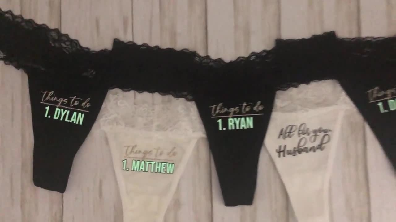 Bachelorette Party Custom Lace Thong Underwear for the Bride to Be / Funny  / Gift / Honeymoon / Shower / Game / WAP 