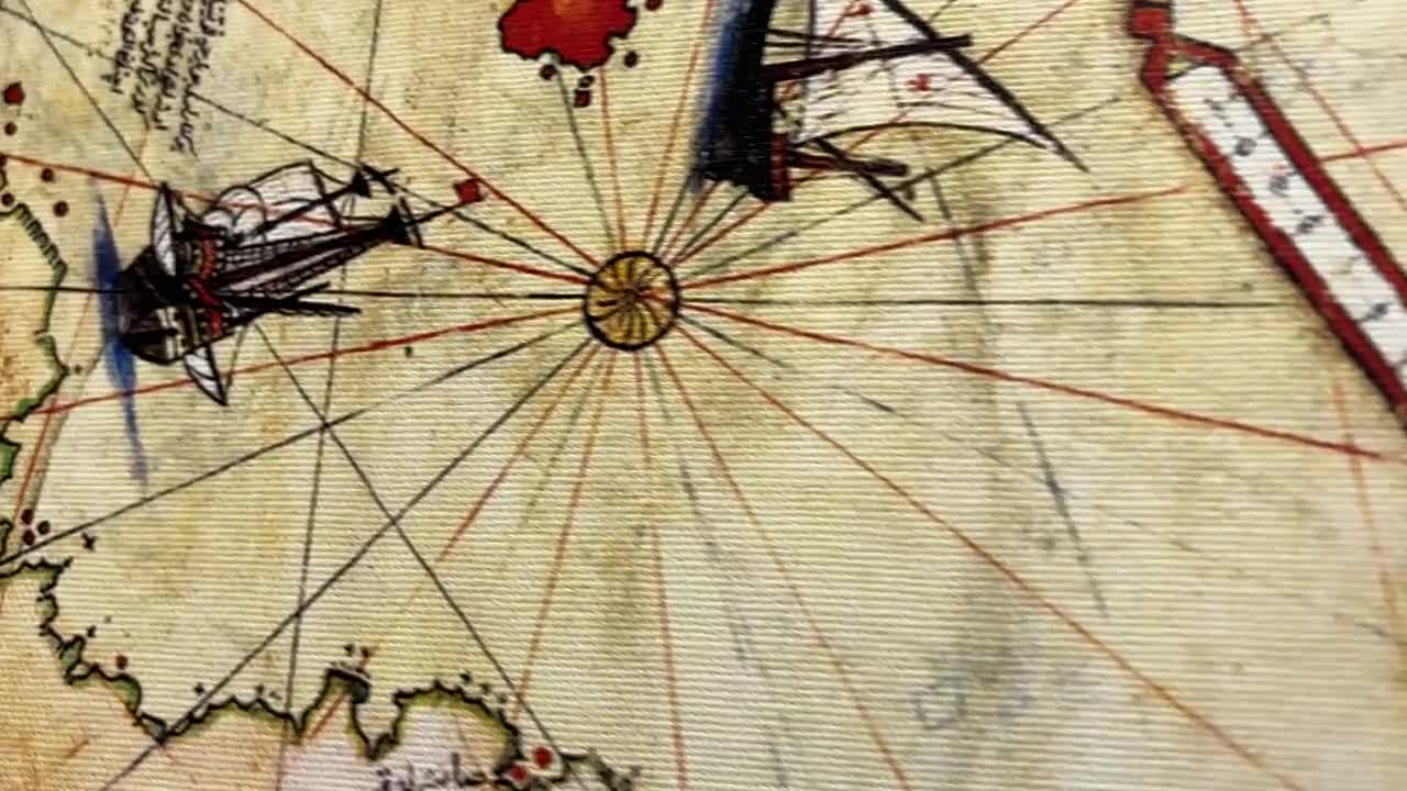 Piri Reis Map Art: Antique World Map Print on Canvas