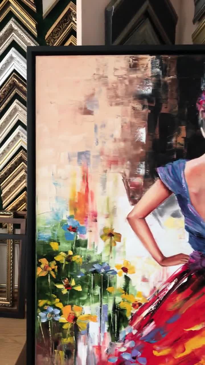 ヴァイオリンを持つ抽象的な女性の油絵、現代の音楽家アート - Etsy 日本