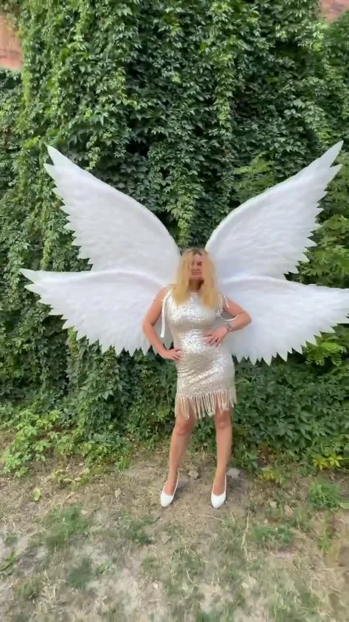 Engelsflügel Kostüm - Metallisch Glänzende Federflügel Für Halloween