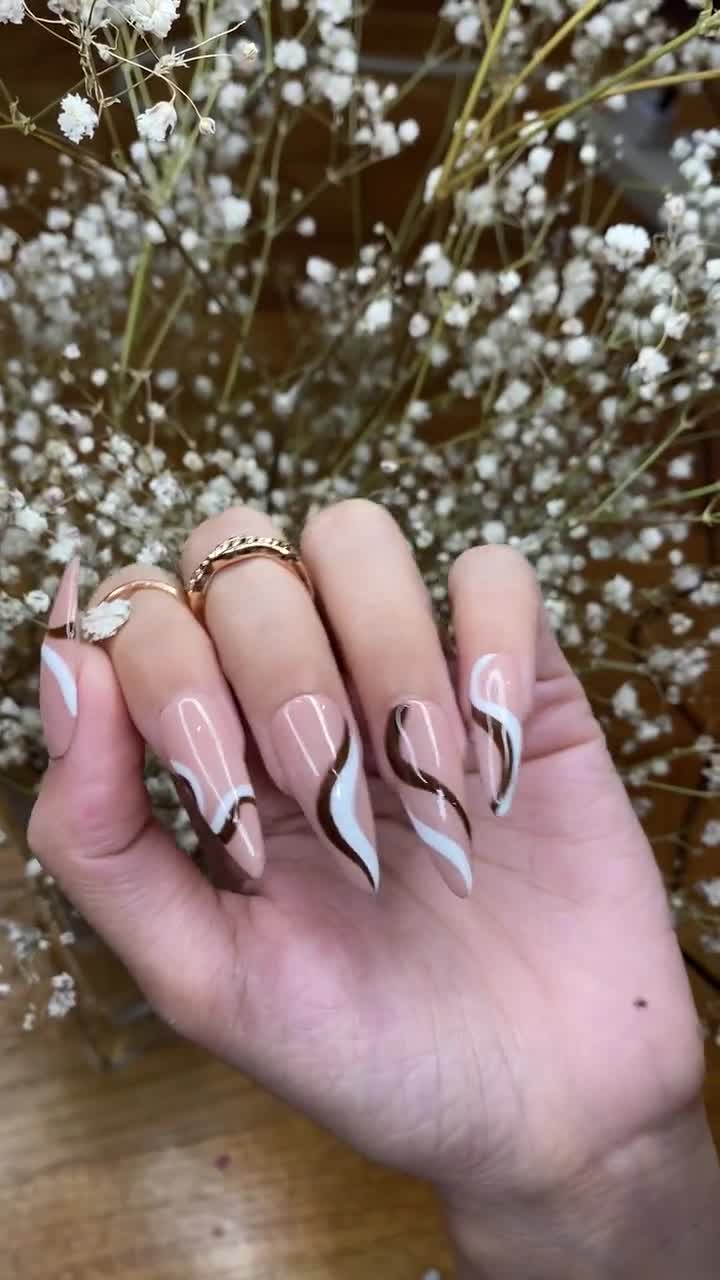 Nude Press on Nails With Rhinestone, Cute Press on Nails 
