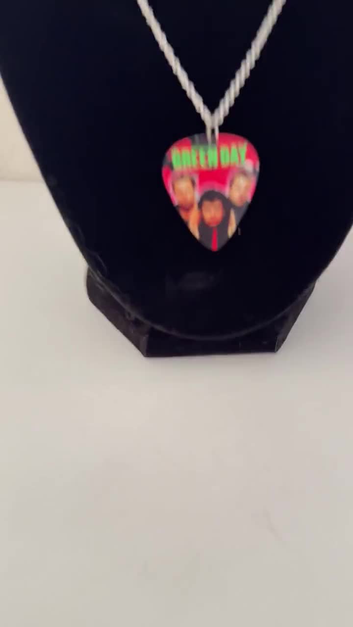 Handmade Green Day Aluminum Guitar Pick Necklace