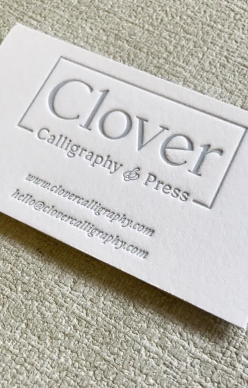 Letterpress Business Cards, Calling Cards, Custom Design, Blind Impression,  Crane's Lettra 600gsm 