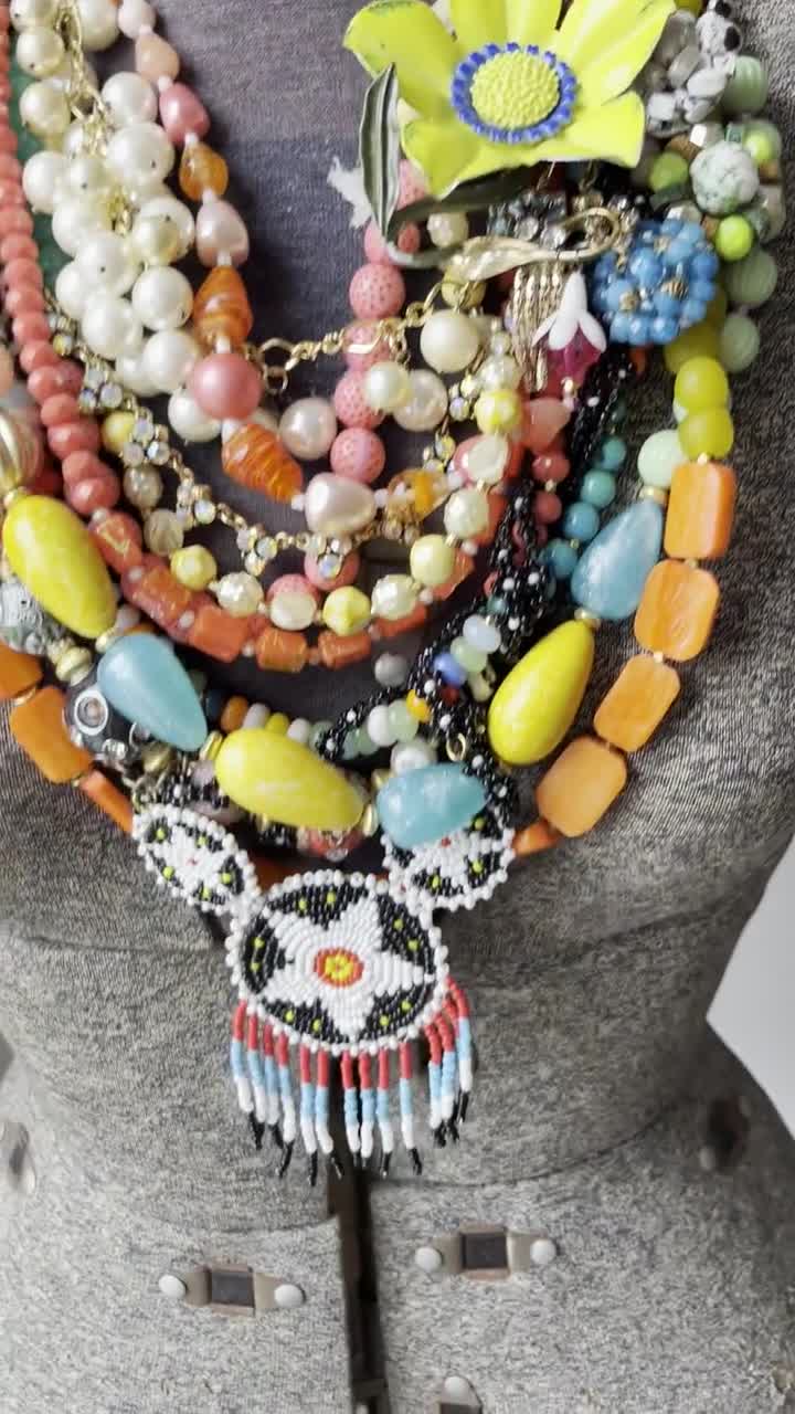 Barode African Statement Jewelry Set – Colorful Beaded Choker Necklace & Earrings Tribal Set - View #5