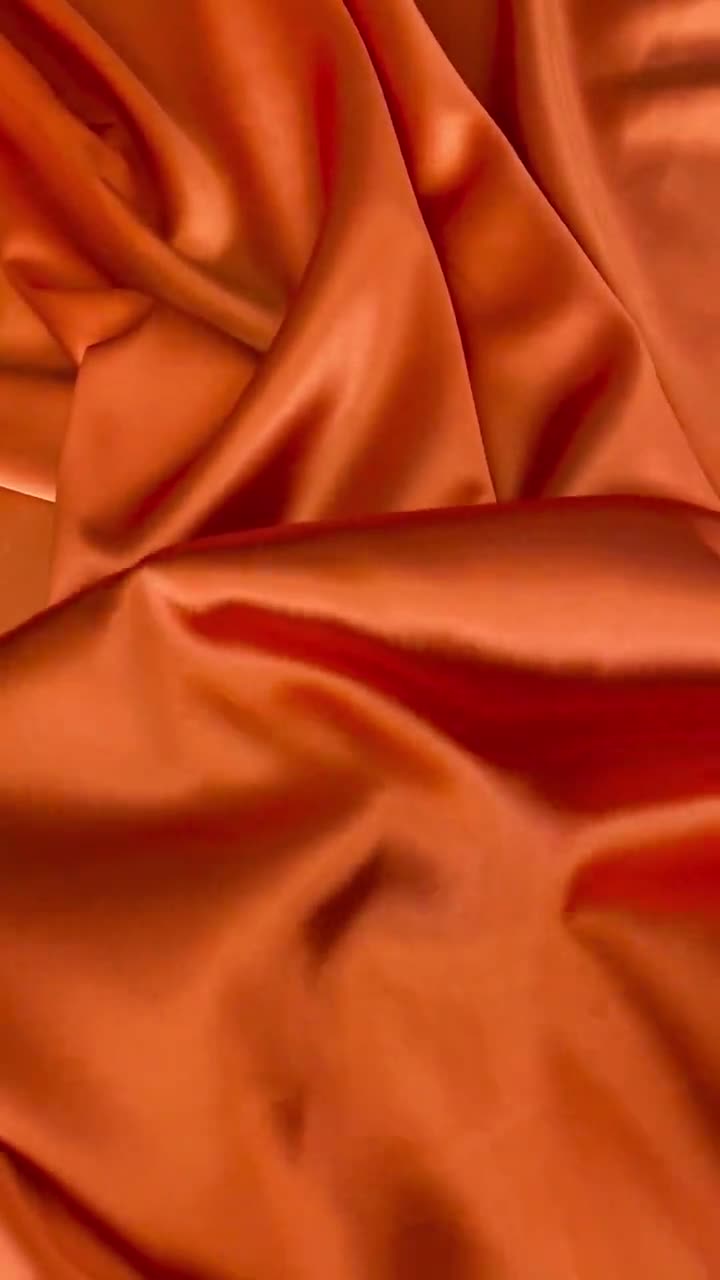 Orange Silky Stretch Charmeuse Satin, Orange Soft Silky Fabric