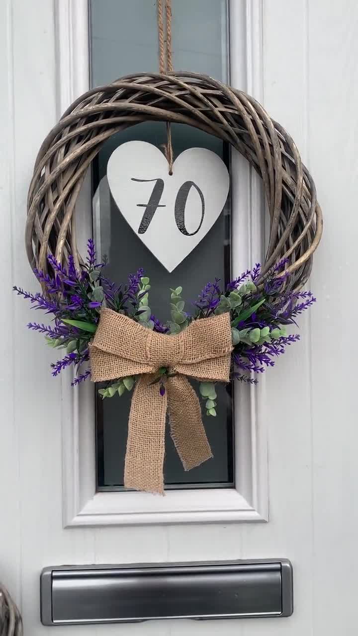 Door wreath/ lavender/ hessian bow/ welcome sign/ 30 cm heart