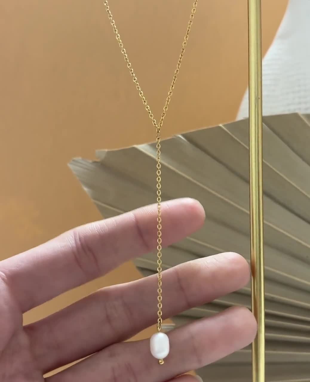★PEARLY MORE★ drop drop chain necklace Amazon.com: MBW Lariat Gold Necklace for Women, Dainty