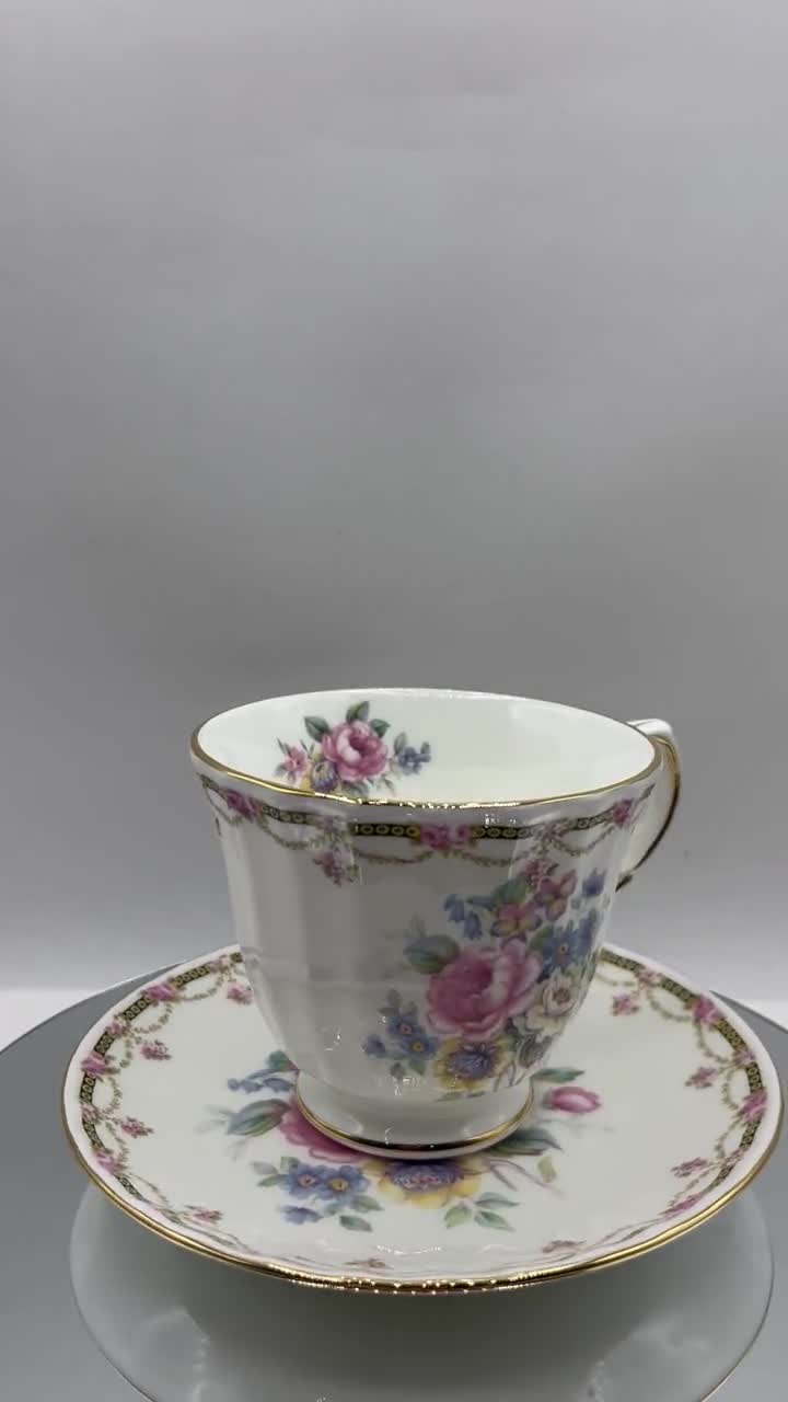 Duchess Fine Bone China Est 1888, Cup and Saucer Spring Flowers Gold Trim