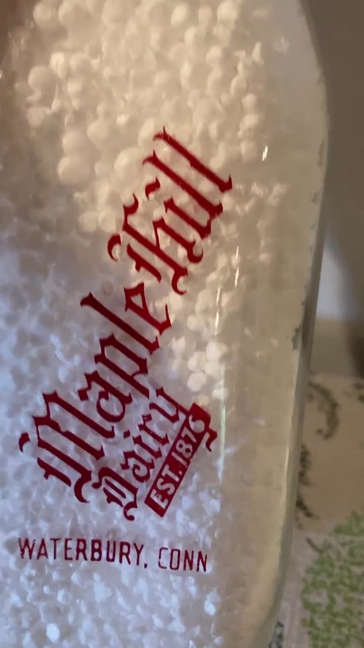 Maple Hill Dairy Vintage Milk Bottle, Quart Size, Red Pyro