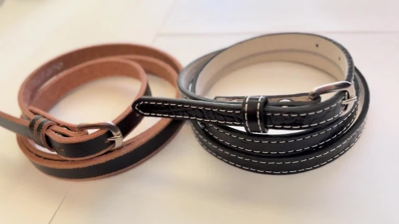 Vintage 1940's-'50s Skinny Mens GENUINE LEATHER Belt 