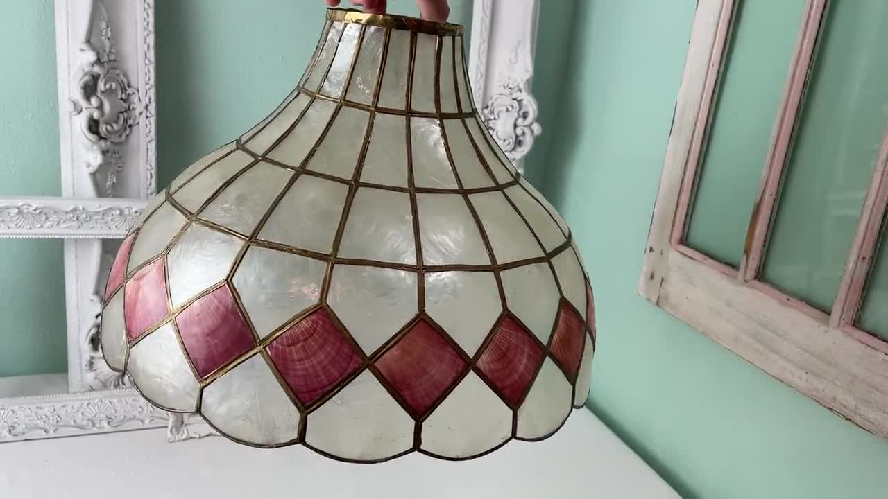 Large lampshade made of capiz shells, 1970s