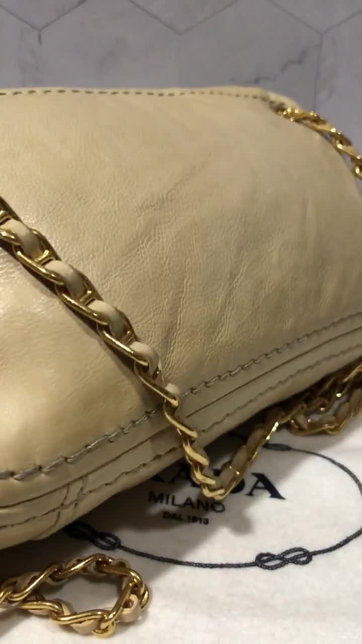 Prada Beige Lambskin Leather Chain Straps Shoulder Bag -  Israel