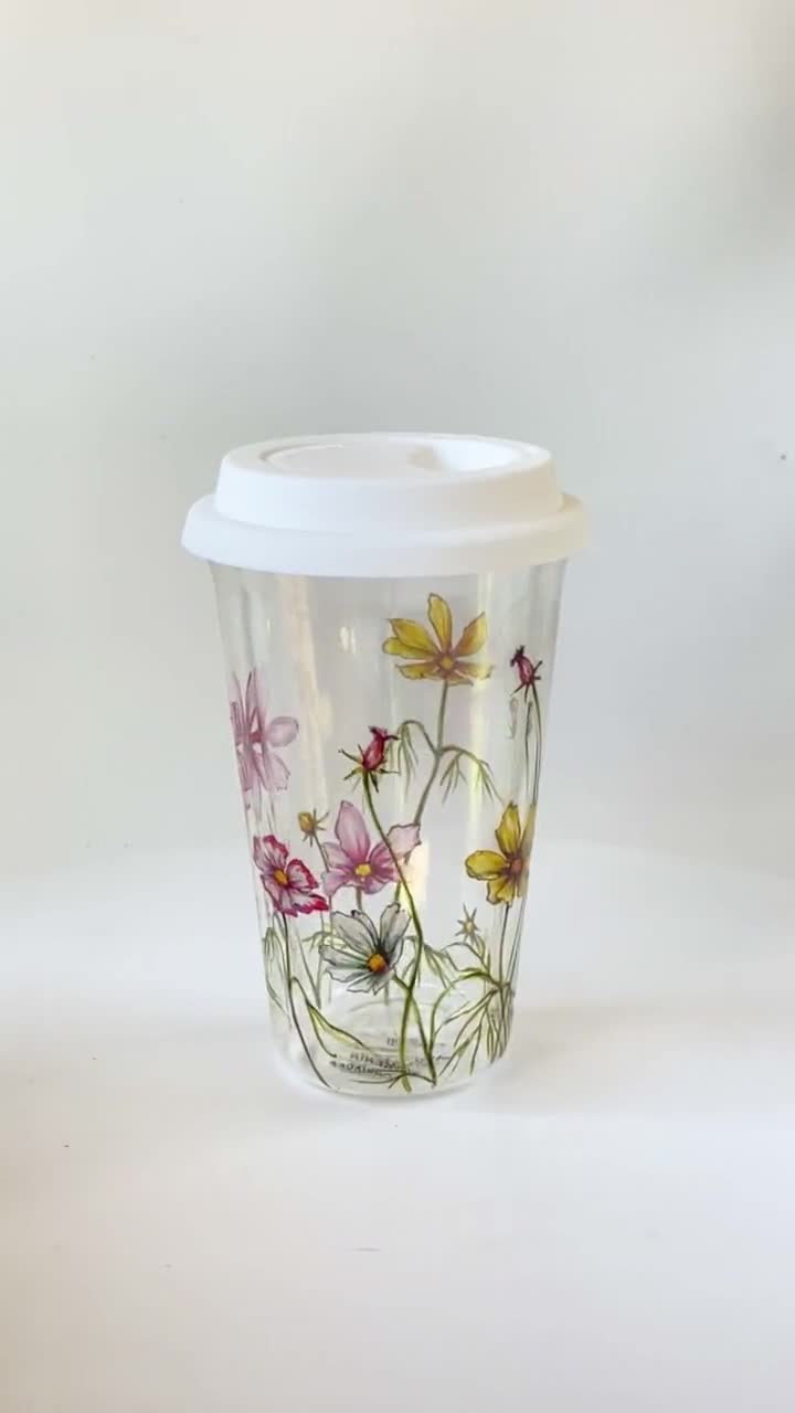 Glass Travel Mug Shrooms And Grass Art | Yevgenia Davidoff's Botanical  Portraits and Artwares