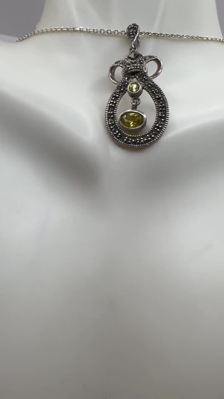 ヴィンテージ マーカサイト ネックレス 繊細な925スターリングシルバー