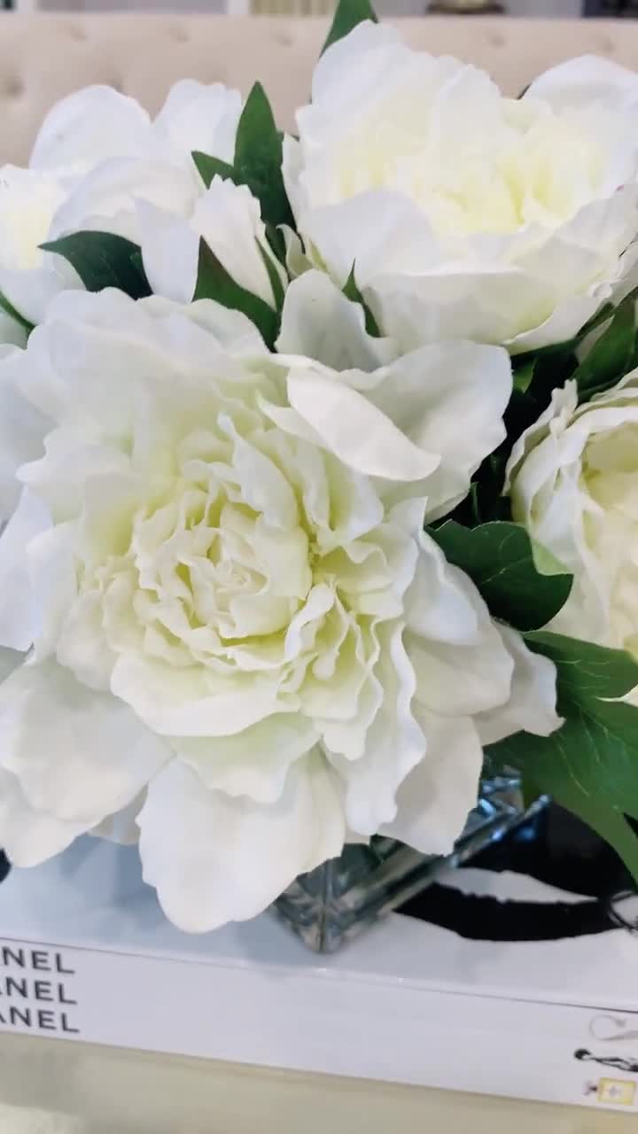 Buy Silk White Large Peony Centerpiece, Real Touch Peony Arrangement,  Modern Floral Home Decor Centerpiece Online in India 