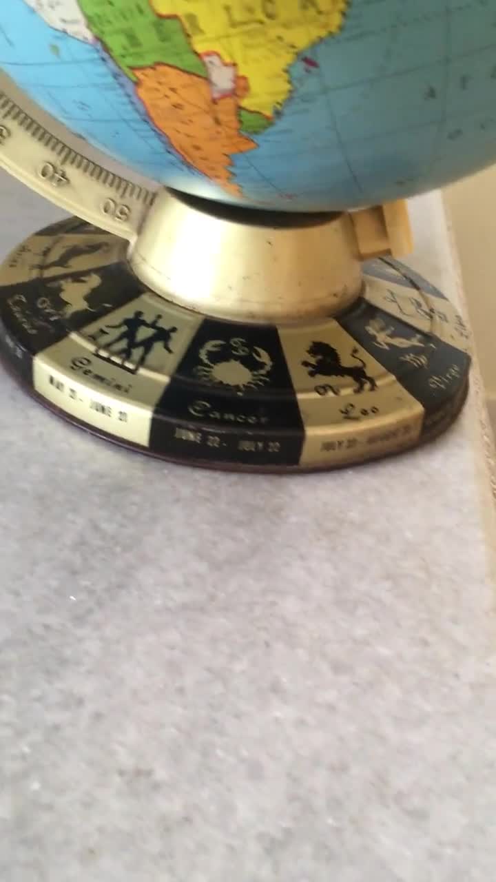 1980's Metallic World Globe Map. Vintage Geography Globe. 1980's