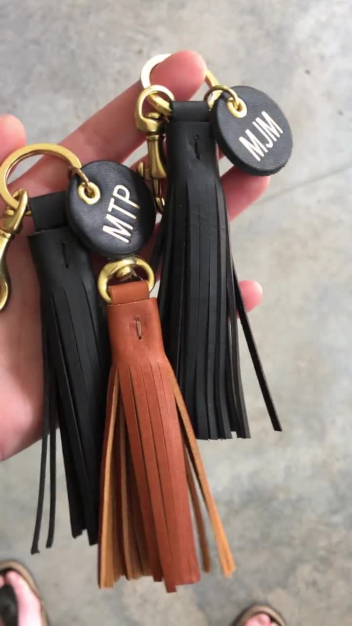 Leather Tassel Keychain Leather Tassel Tassel Keychain Cute Keychain Key  Ring Bag Charm Leather Zipper Pull 