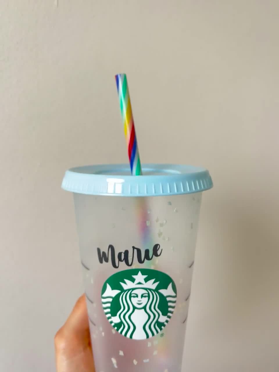 Personalised Cold Cup With Straw and Lid. Pastel Colours, Starbucks Cup  Inspired Iced Coffee 24oz Cup Size Large. Bridesmaid. Hen Party. 