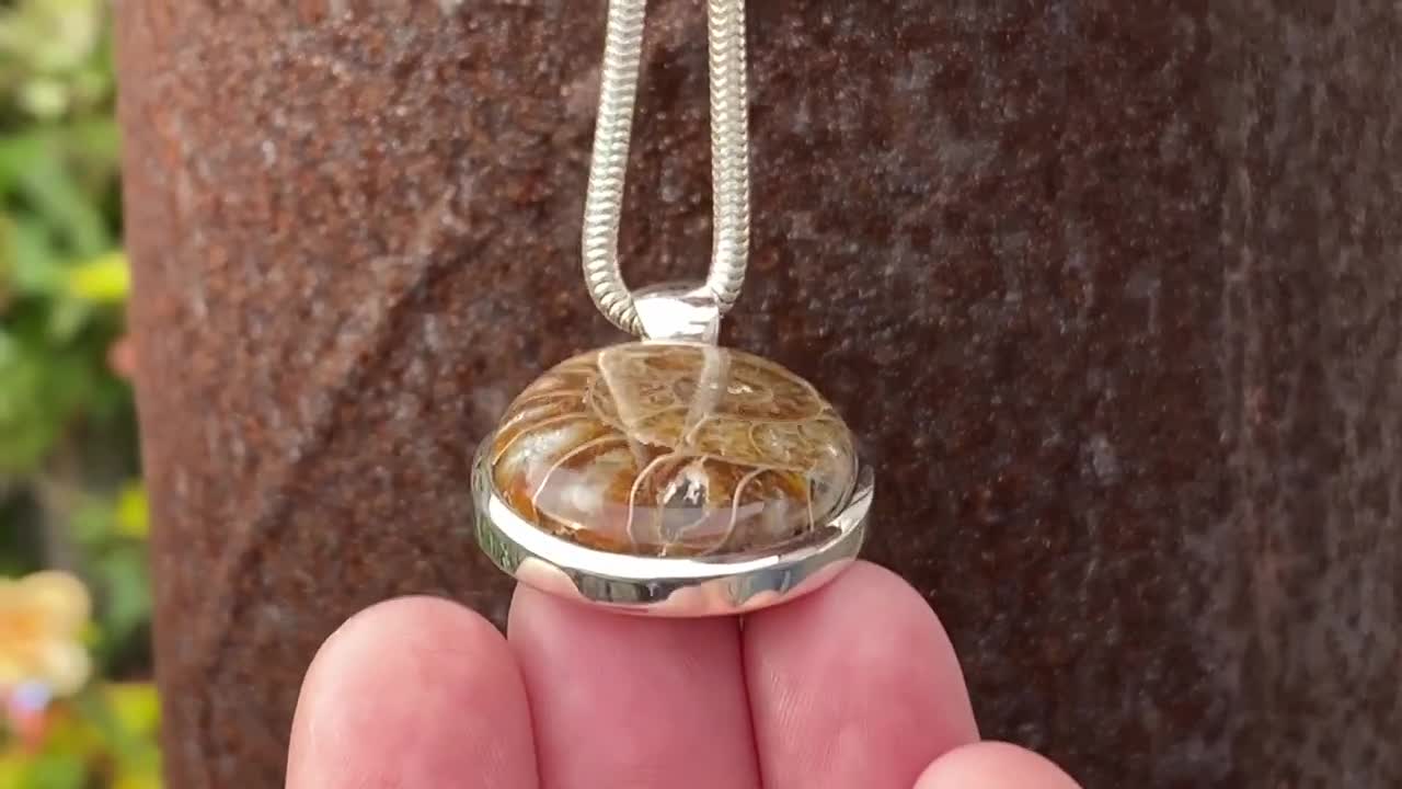 Ciondolo Godatite Ammonite Trafitto - Gioielli Collana Con Pietre Preziose | Grotta Di Cristallo - Foto 5