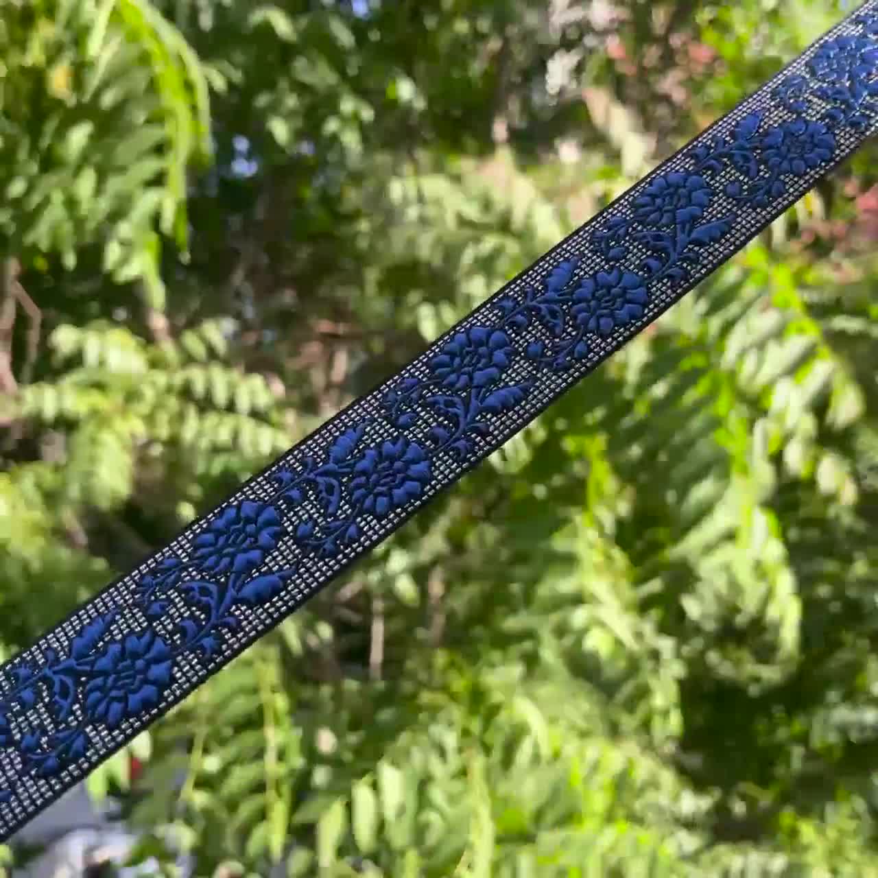 35 Mm Blue&silver Jacquard Ribbon (1.37 Inches), Vintage Ribbon