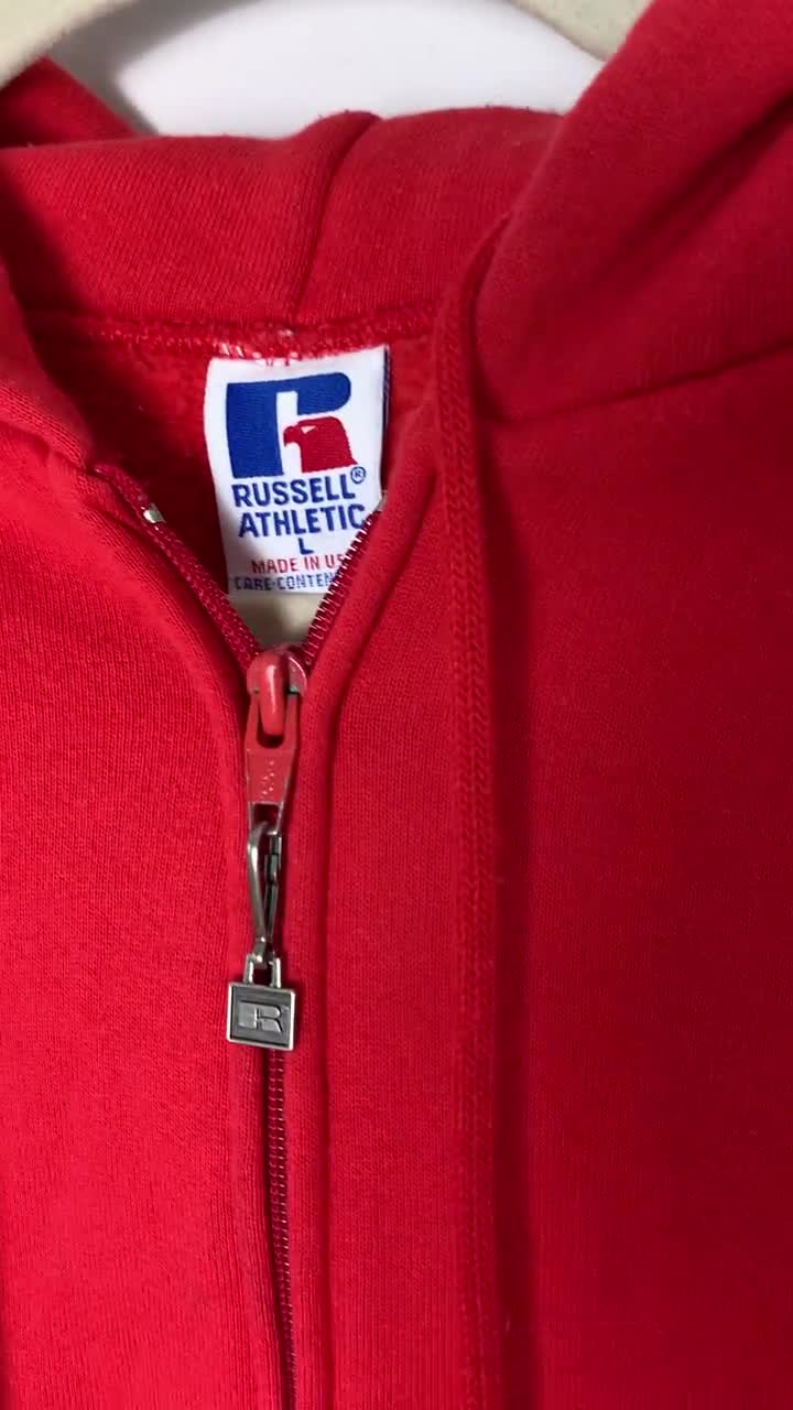 Vintage 90s Red Russell Athletic Zip Hoodie Made in USA - Etsy