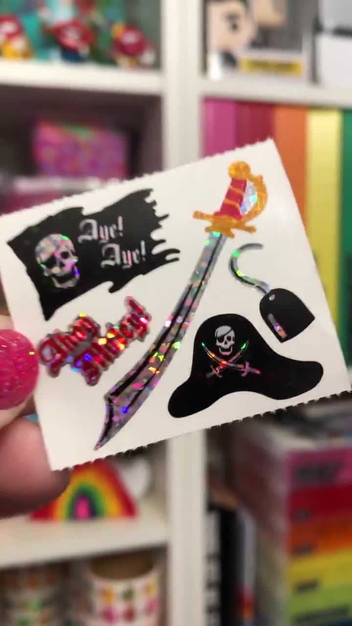 Pirate Sparkly Prismatic Stickers - Packaged