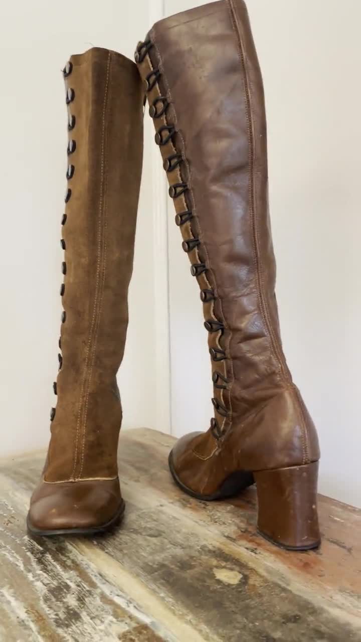 Rare Sbicca 70s Leather Tall Boots With Side Spat| Boho, Mod