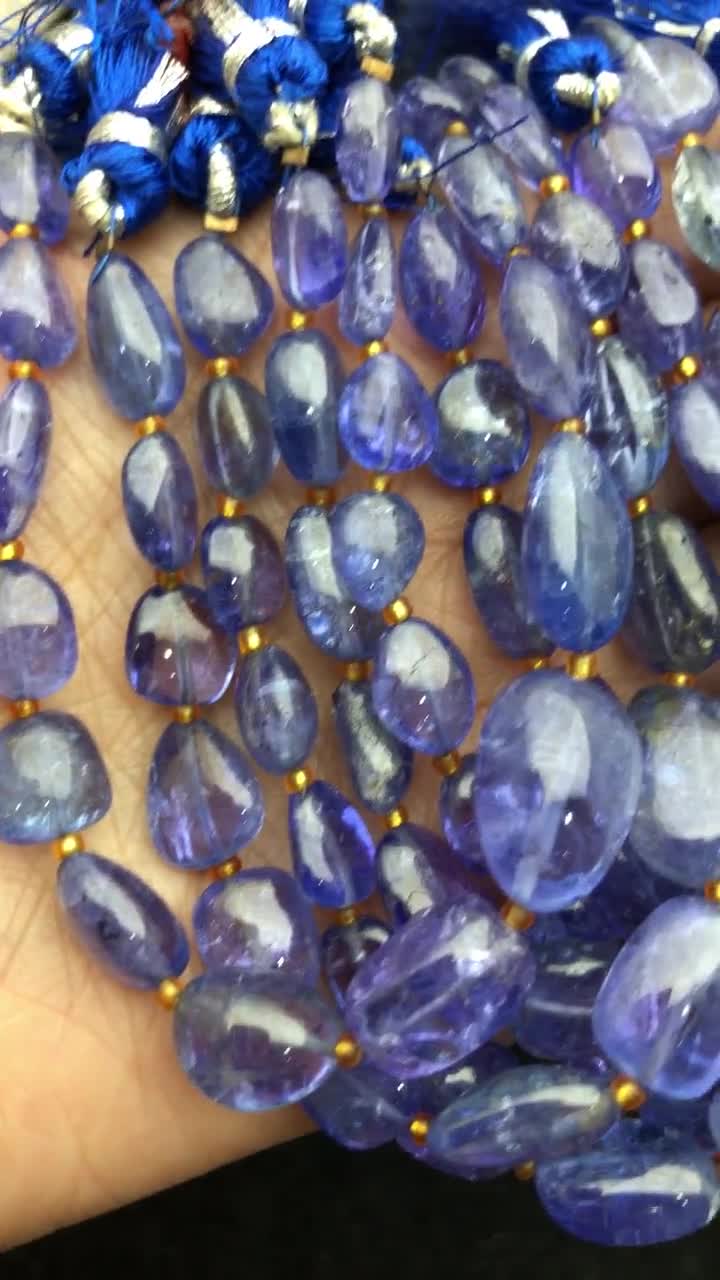 Natural Tanzanite Smooth Nuggets Beads, 82 Cts Weight Of 17 Inches Strand, on sale 5x4-11x7 MM Size, Superb Item At Wholesale Price, SKU#754