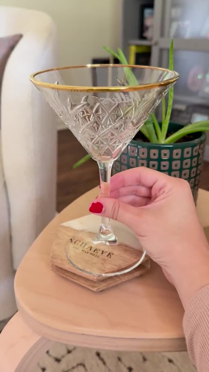 Personalized Crystal Martini Glass – Art Deco Engraved Cocktail Glass video poster