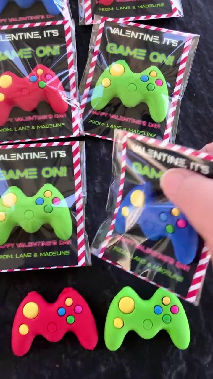 Video Game Valentine Party Favors, Gamer Controller Eraser Gift for Class,  Teacher Gifts for Students, Bulk Non-Candy Treats, Set of 9