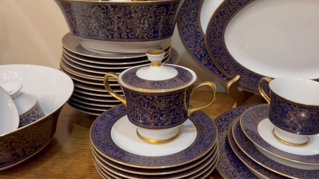 Sango Aristocrat Cobalt & Gold China: 63-piece Dinnerware Set