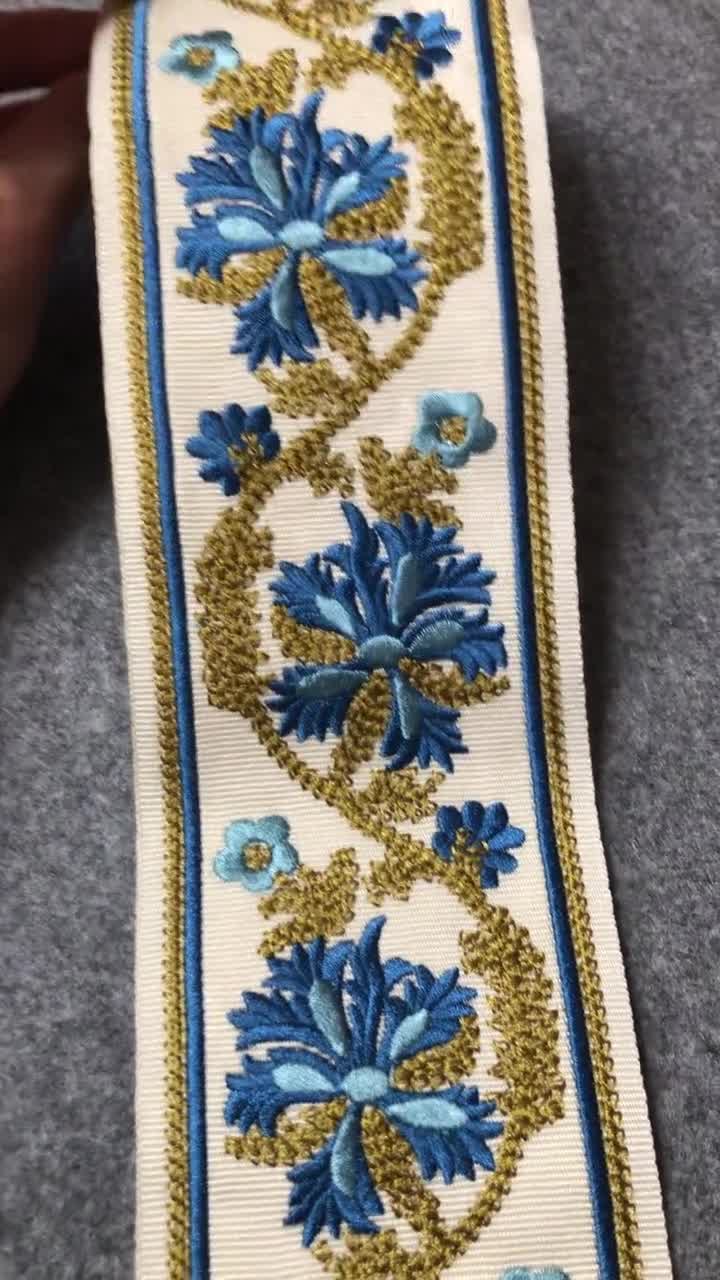 Buy Floral Border Design Embroidery Trim Tape Curtain Border Trim by the  Yard Decorative Trim Tape Gold and Blue Fabric Trim for Curtains Online in  India 