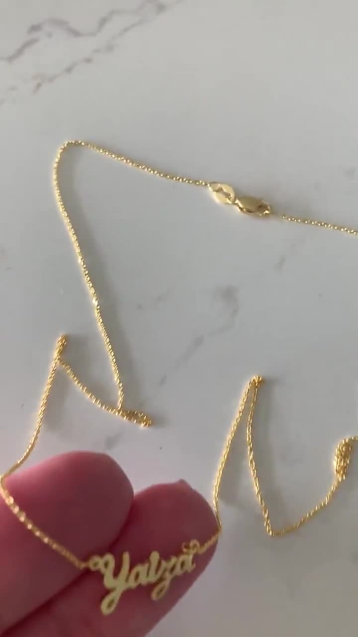 3MM 14K Solid Gold Personalized Name Necklace, Custom Name Necklace, Baby Name Necklace, Bridesmaids Gift, Initial Necklace, Letter Necklace video poster