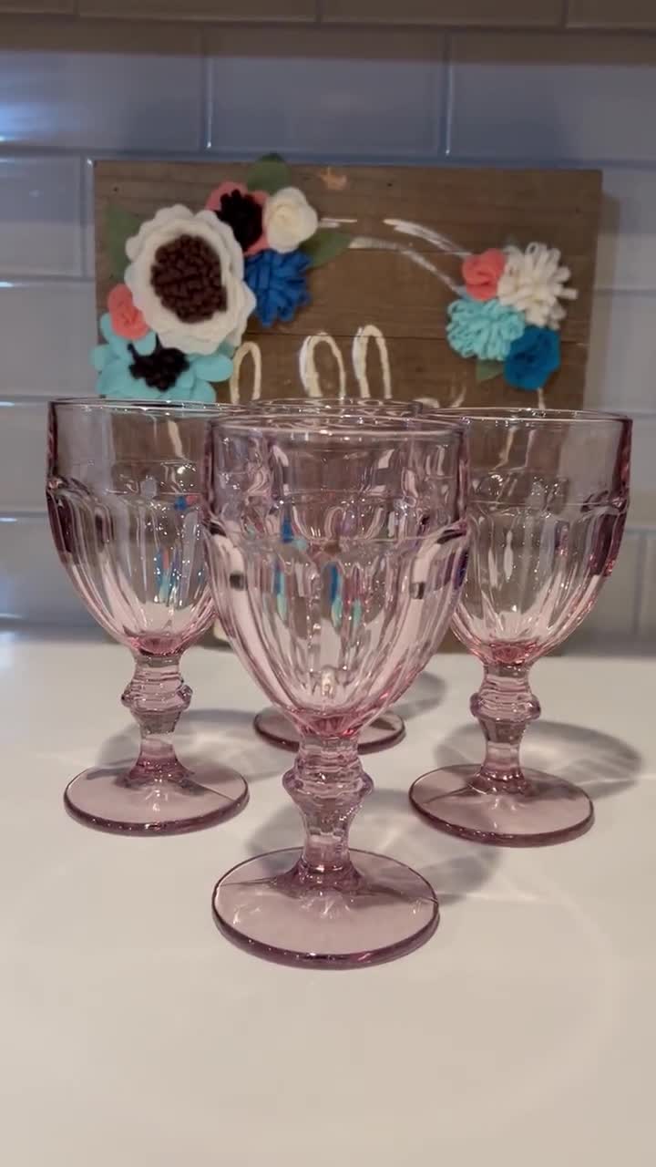ヴィンテージ Libbey ジブラルタル ピンク ウォーターゴブレット | 4個