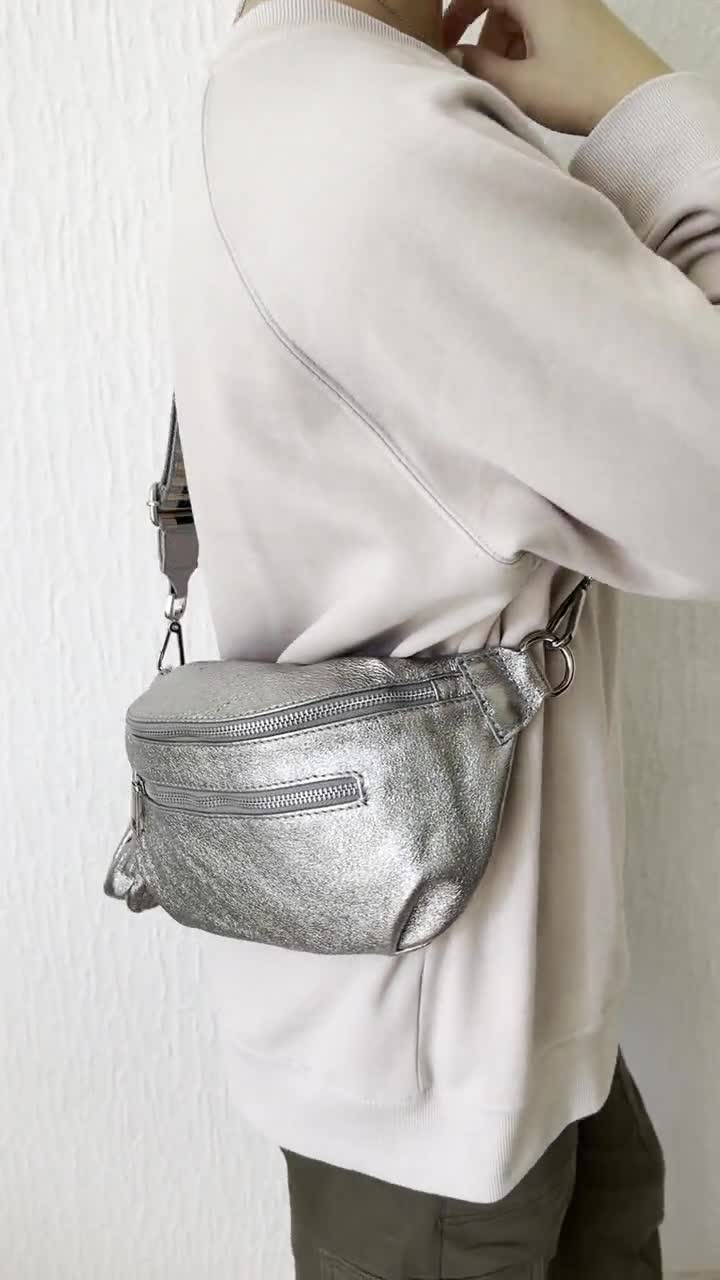 Belly Bag Leather for Women With 2 Straps, Leather Shoulder Bag, Crossbody  Bag Belt Bag With Patterned Strap 