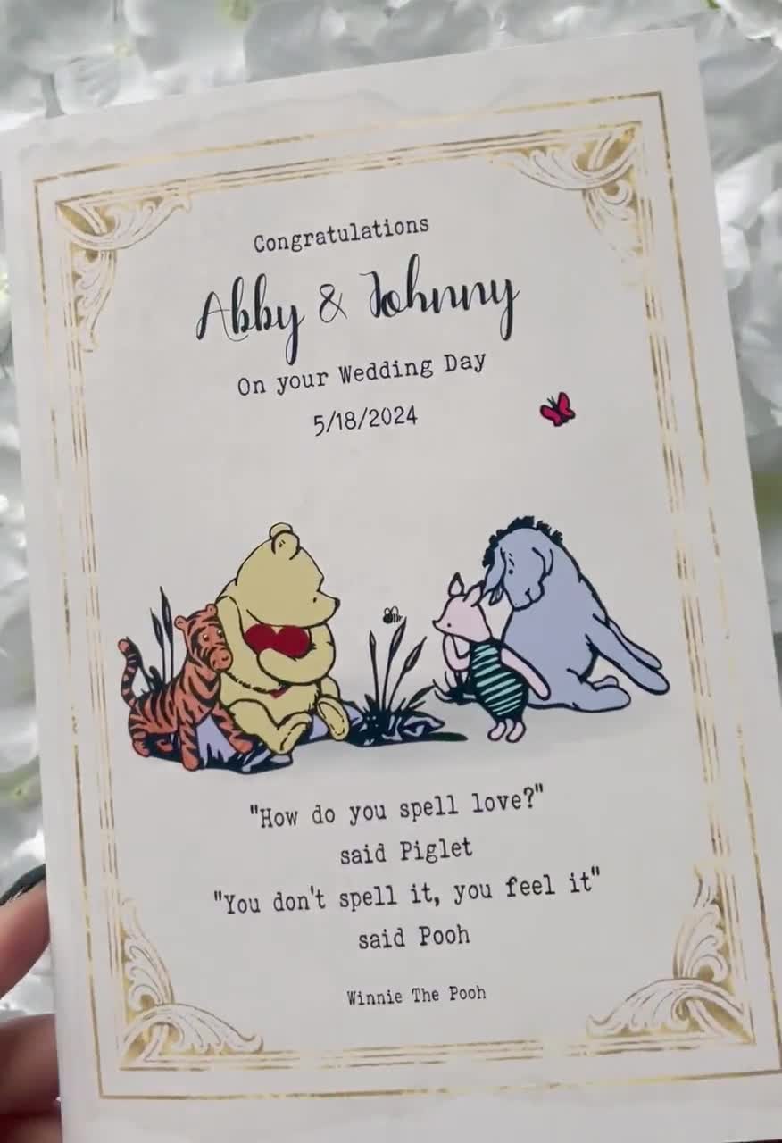 Personalised A5 Vintage Winnie the Pooh & Friends Wedding or