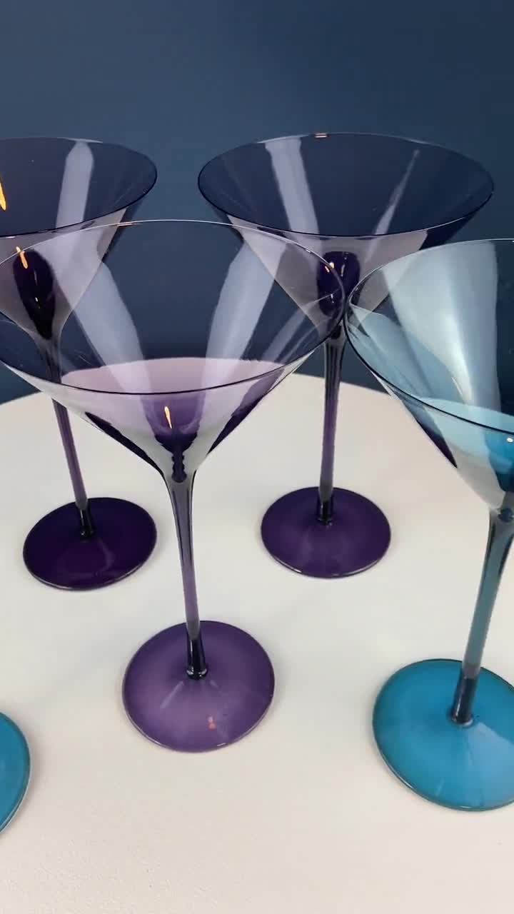 Extra Tall Martini Glasses. Set of Five Stemware. Three Purple and Two –  Anything Discovered