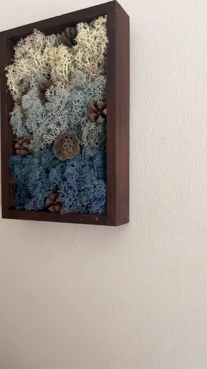 Wall moss art, Wooden honeycombs, Vertical garden, Preserved moss, Living  moss