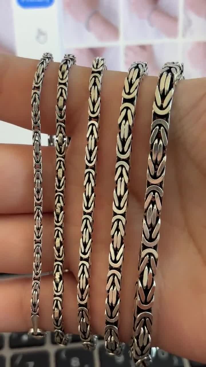 925 Sterling Silver King Chain Bracelet, Handmade Square 925 Sterling Silver King Chain Bracelet, Handmade Square