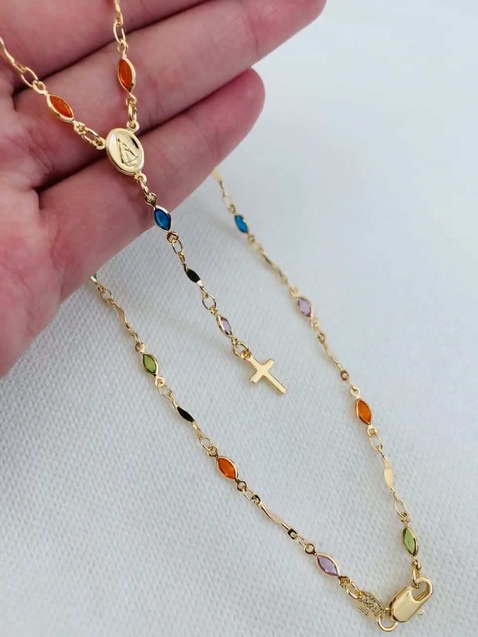 Shop LC Rosary Necklace for Women - Lariat Cross Necklace in Goldtone,  Silvertone & Tri-tone - Fashion Rosary Bead Necklaces - 21 & 26 Chain  Lengths Birthday Gifts 